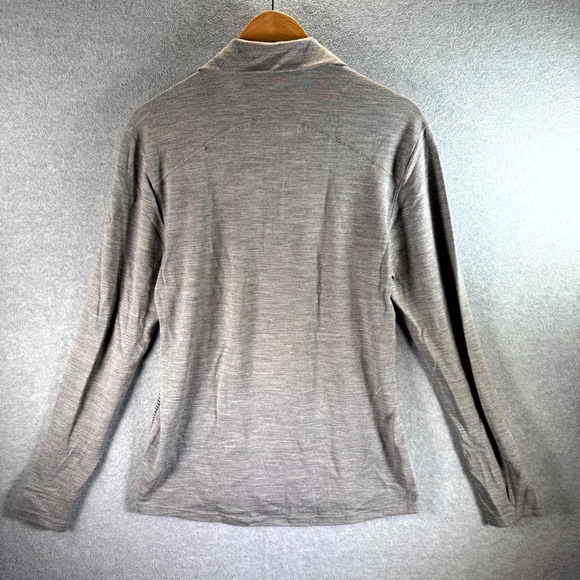 Icebreaker Shirt Mens Medium Gray Striped Bodyfit 260 Merino Thumb Hole Sleeve - Picture 10 of 10